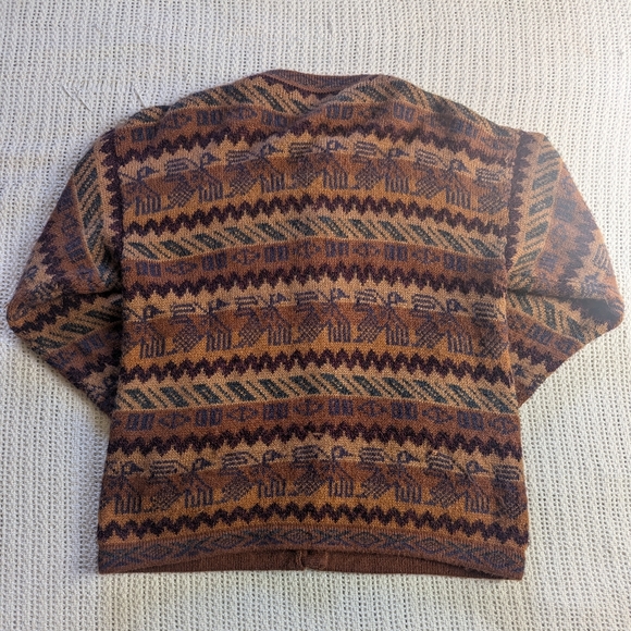 LP SUR 100% Alpaca Peru Geometric Art-to-Wear Cardigan Sweater Medium Button Up - Picture 2 of 8